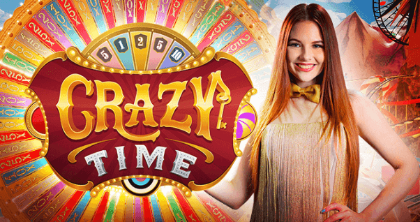 BD222 Crazy Time live money wheel with host and bright studio lights